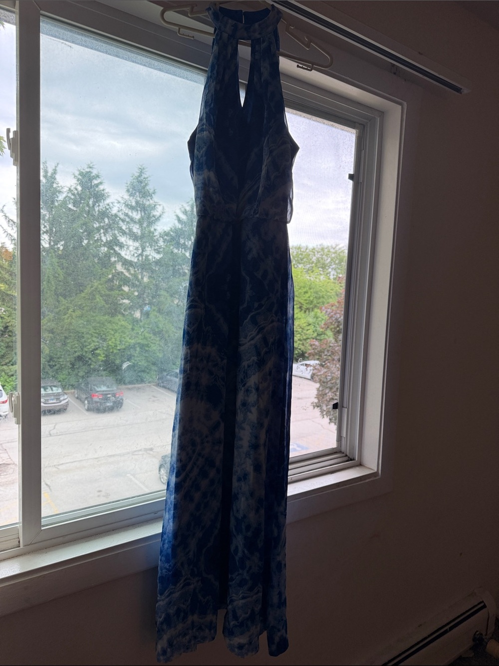 Bisou Bisou Blue Tie-Dye Halter Maxi Dress